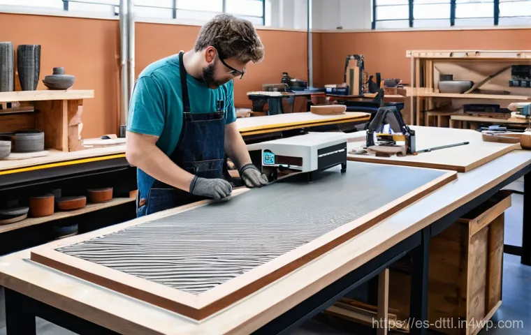 디지털 장인 문화의 미래 방향 - **"The Fusion Workshop: A Contemporary Artisan's Space"**
    A wide shot of a bright, modern artisa...