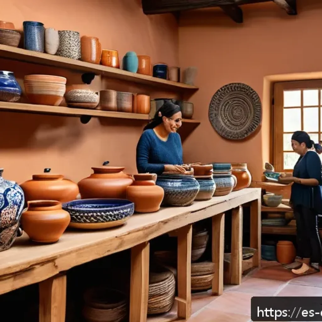 디지털 장인 문화에서의 피드백 수집 방법 - A vibrant artisan workshop scene set in a cozy Mexican home studio, featuring a diverse group of cra...