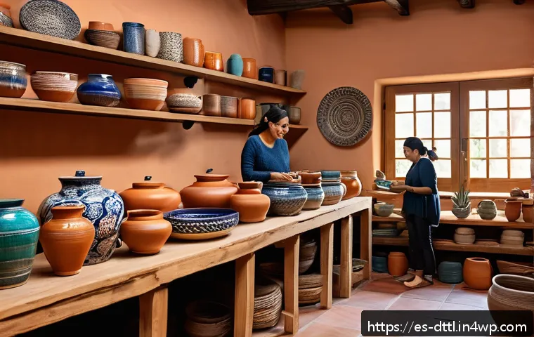 디지털 장인 문화에서의 피드백 수집 방법 - A vibrant artisan workshop scene set in a cozy Mexican home studio, featuring a diverse group of cra...