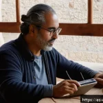 디지털 장인 문화와 고객의 기대 변화 - A cozy artisan digital workshop scene blending traditional craftsmanship and modern technology, feat...
