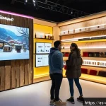 디지털 장인 문화와 팝업 스토어의 연결 - A vibrant pop-up store interior inspired by artisanal craftsmanship and modern technology, featuring...